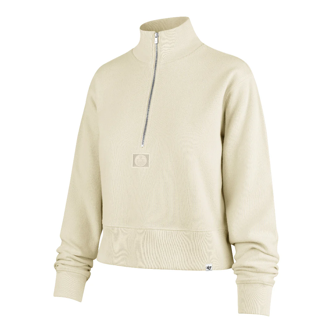 '47 Brand Women's NHL Edmonton Oilers Tranquility Rib 1/2 Zip Sweater