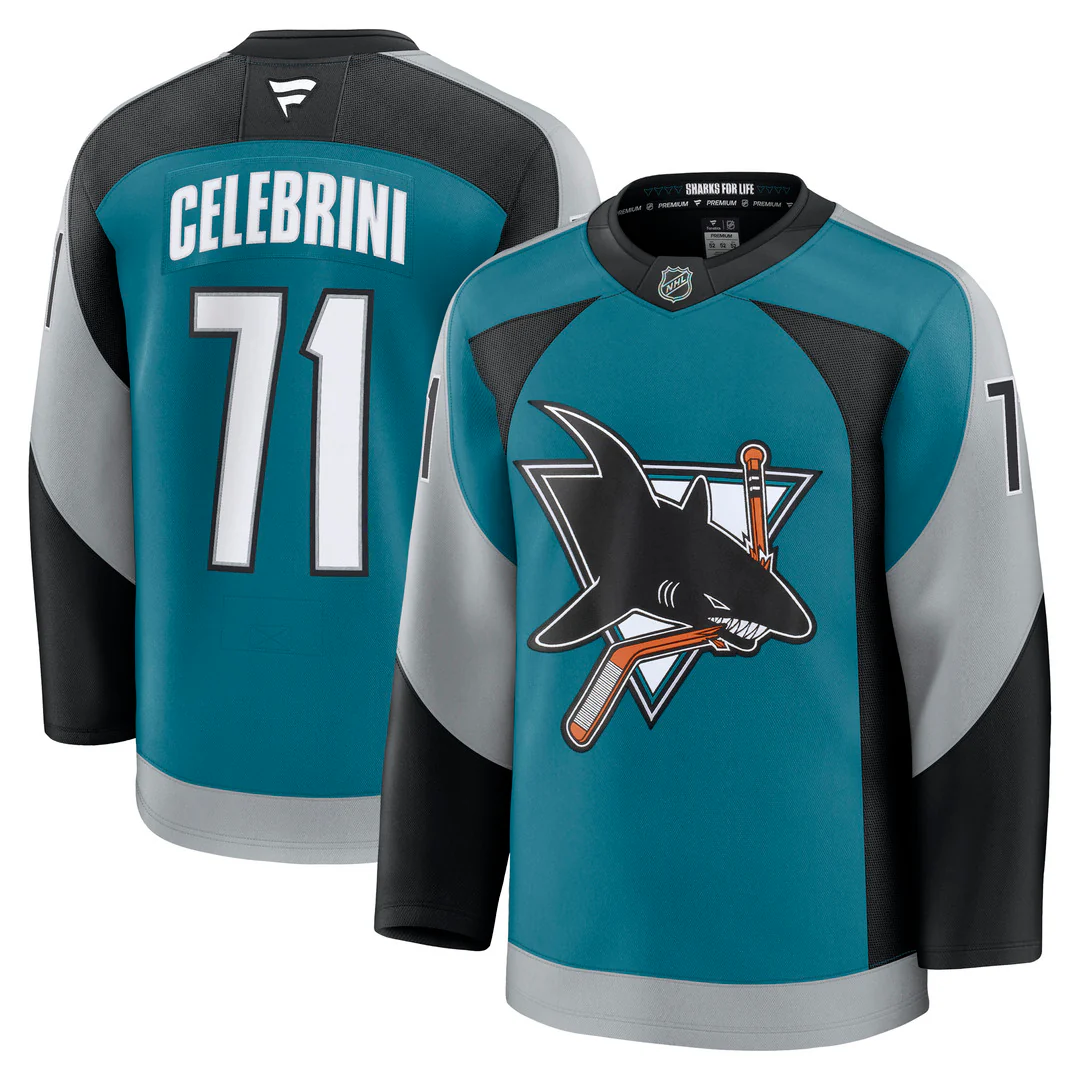 Fanatics Men's NHL San Jose Sharks Macklin Celebrini Premium Alternate Jersey - Image 3
