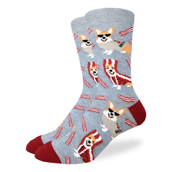 Good Luck Sock Men's Corgi Bacon Socks - Shoe Size 7-12