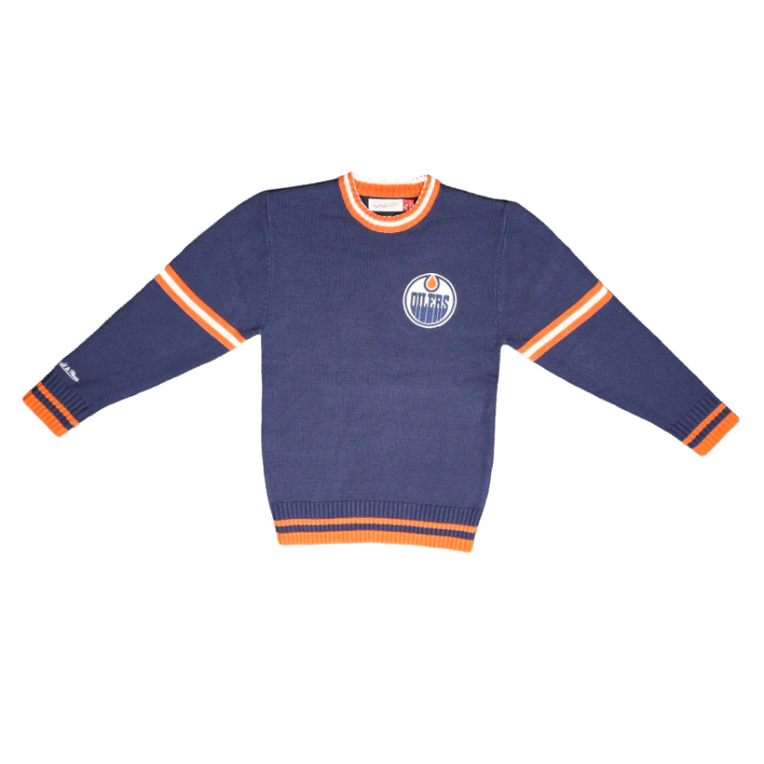 Mitchell & Ness Men's NHL Edmonton Oilers Right Stripes Knit Sweater - Image 2