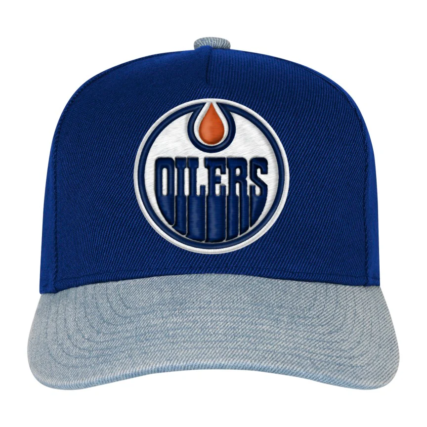 Mitchell & Ness Youth Edmonton Oilers Denim Snapback Hat - Image 3