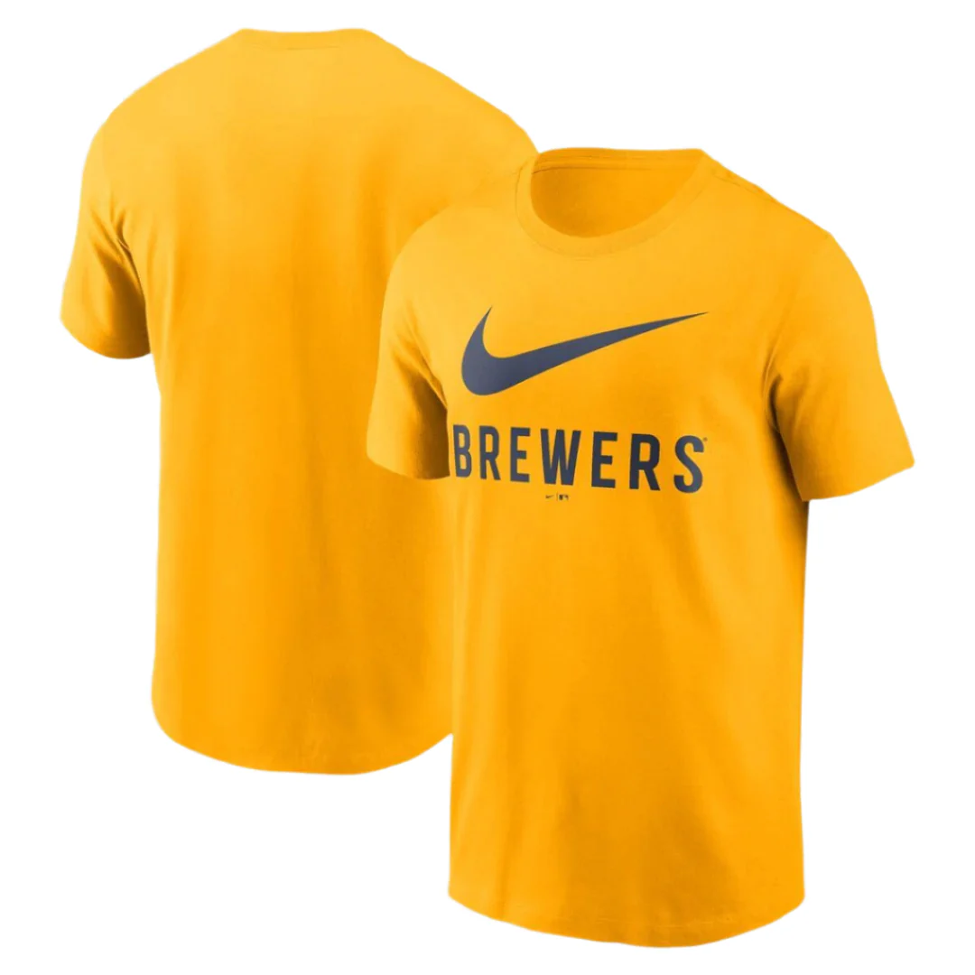 Nike Men's MLB Milwaukee Brewers Swoosh Cotton T-Shirt - Image 3